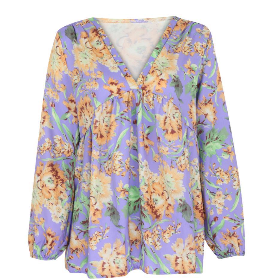 Vibrant Floral Greta  Long Sleeve Blouse
