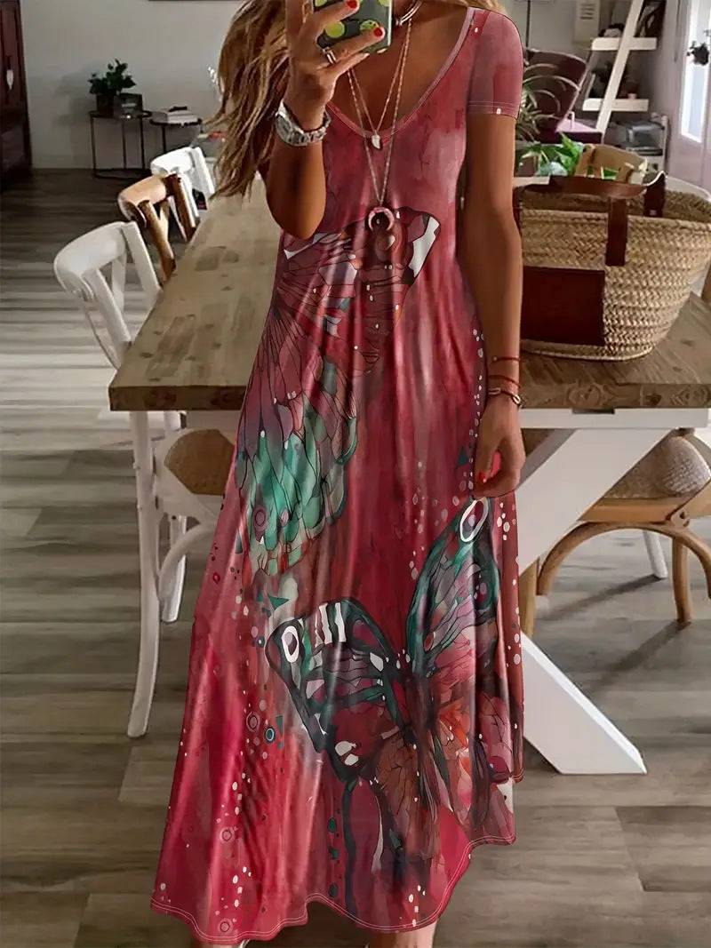 Bohemian Butterfly Print Greta  Maxi Dress