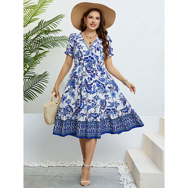 Floral V-Neck Midi Dress by Greta 