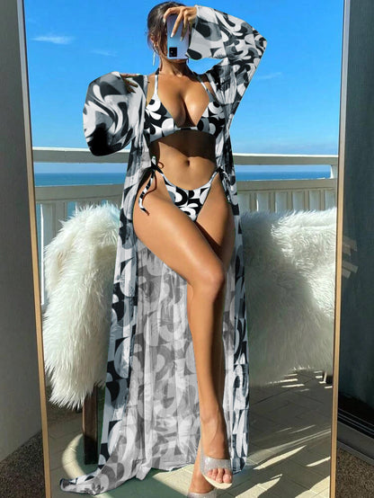 Vibrant Floral Greta  Long Sleeve Bikini Set