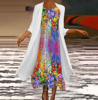Elegant Floral Greta  Summer Two-Piece Dress