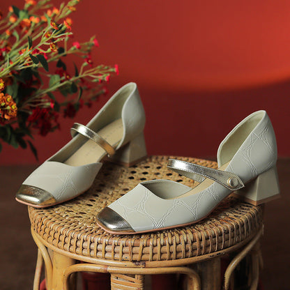 Retro Buckle Greta  Mid Heel High Heels