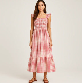 Plaid Ruffle Maxi Dress by Greta 