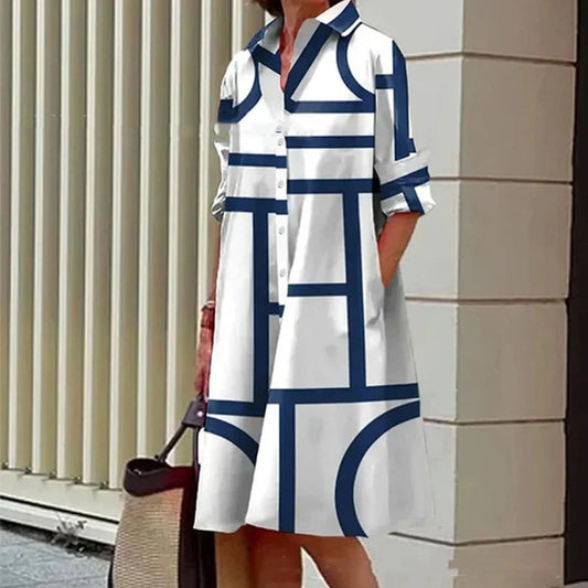 Modern Geometric Greta  Shirt Dress