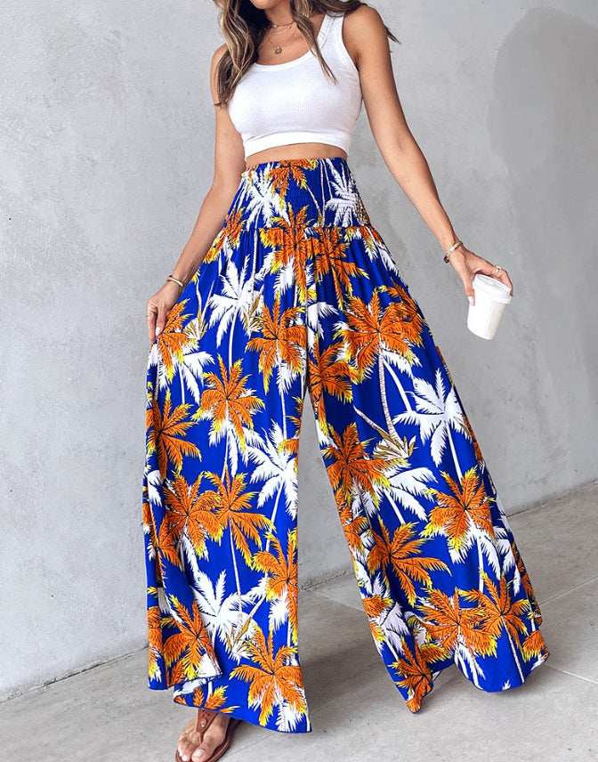 Retro Floral Wide-Leg Pants by Greta 