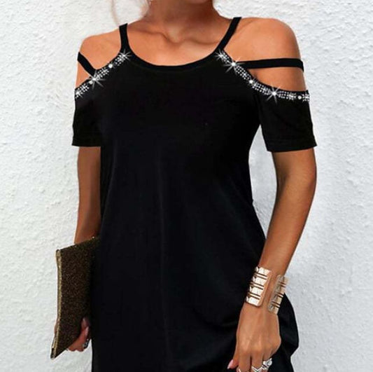 Sequin Strap Black Dress Greta 