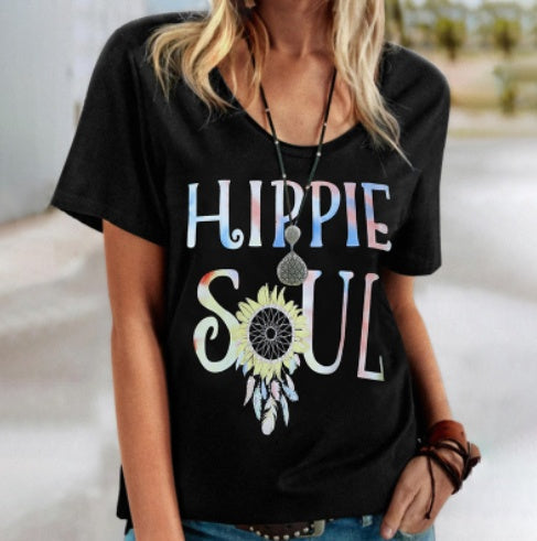 Hippie Soul Greta  Floral Crew Neck Tee