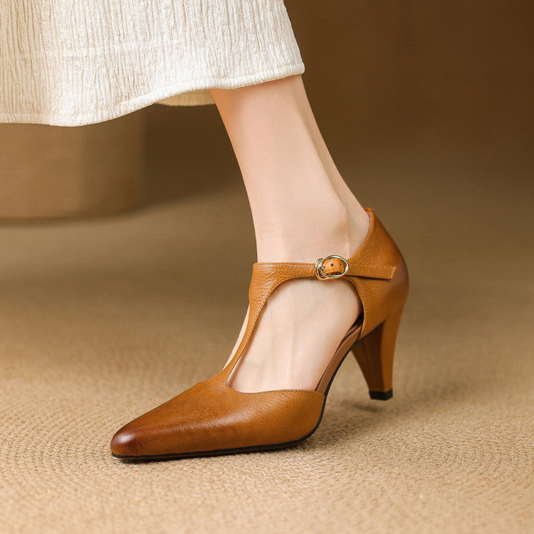 Retro T-Strap High Heel Sandals by Greta 