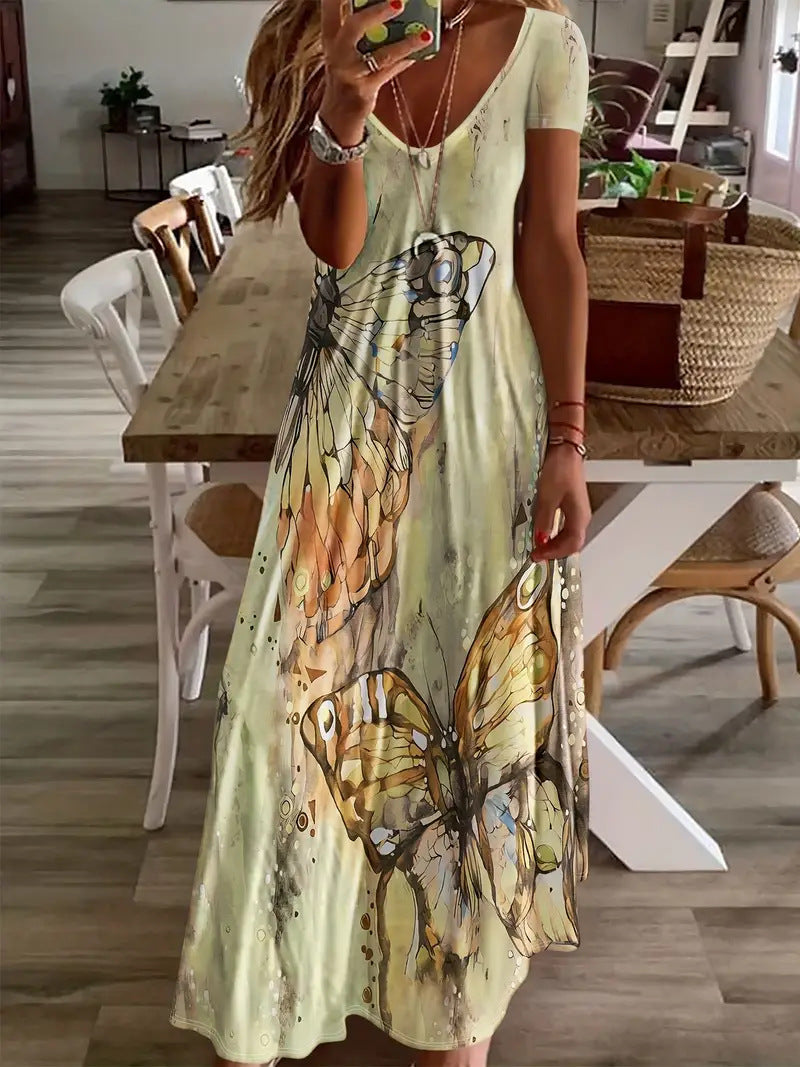 Bohemian Butterfly Print Greta  Maxi Dress
