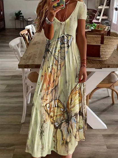 Bohemian Butterfly Print Greta  Maxi Dress