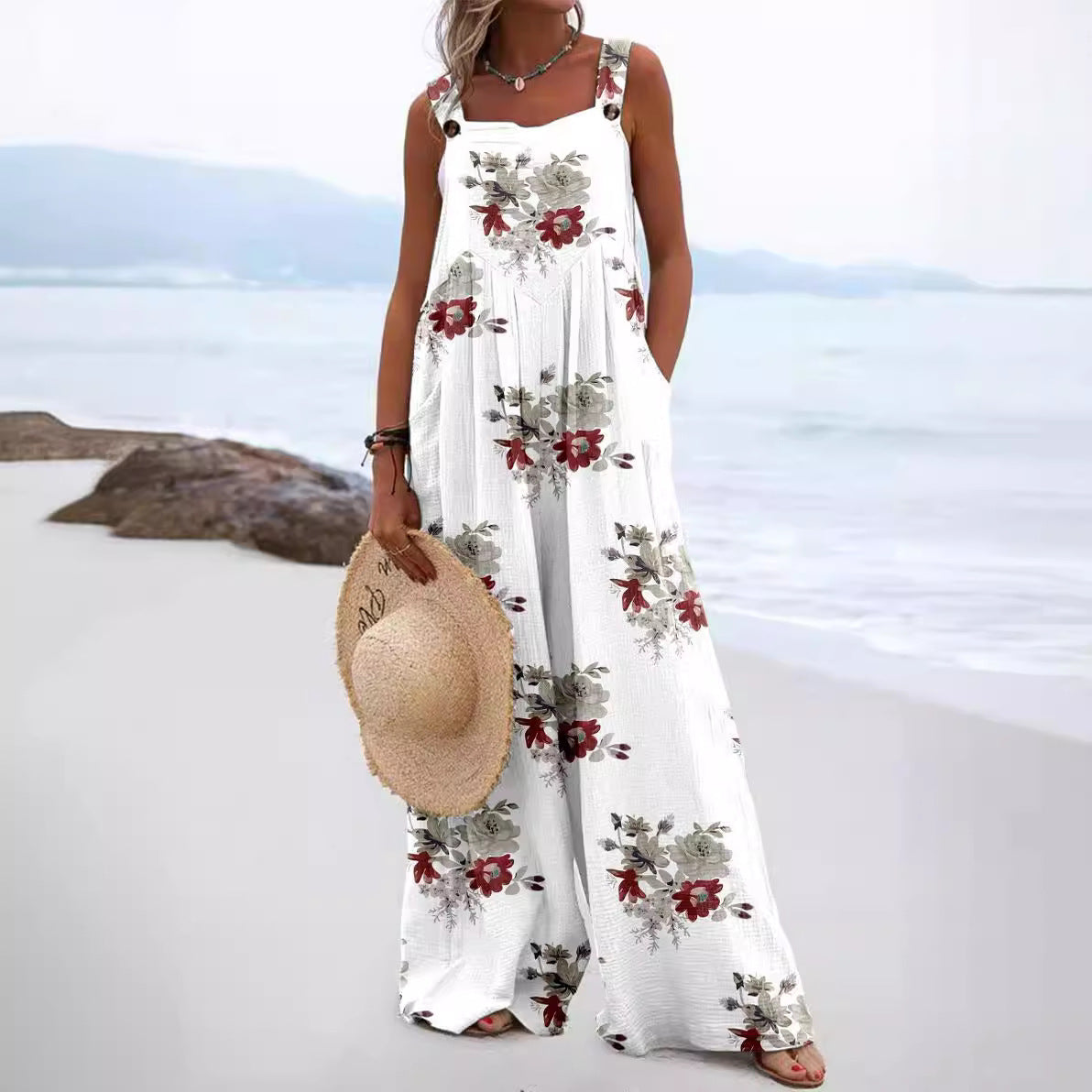 Vibrant Print Greta  Wide Leg Romper