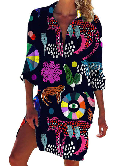 Vibrant Crepe Beach Cover-Up by Greta 