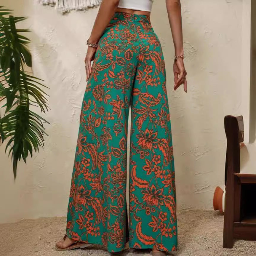 Elegant Floral Wide Leg Pants by Greta 