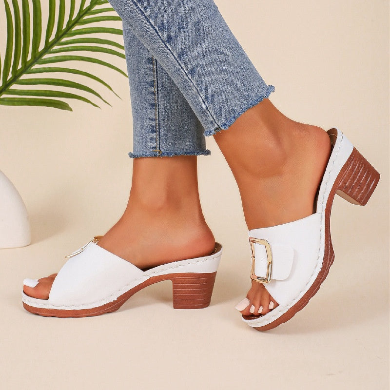 Chic Buckle High Heel Sandals by Greta 