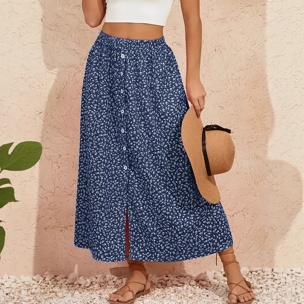Pastoral Floral A-Line Skirt by Greta 