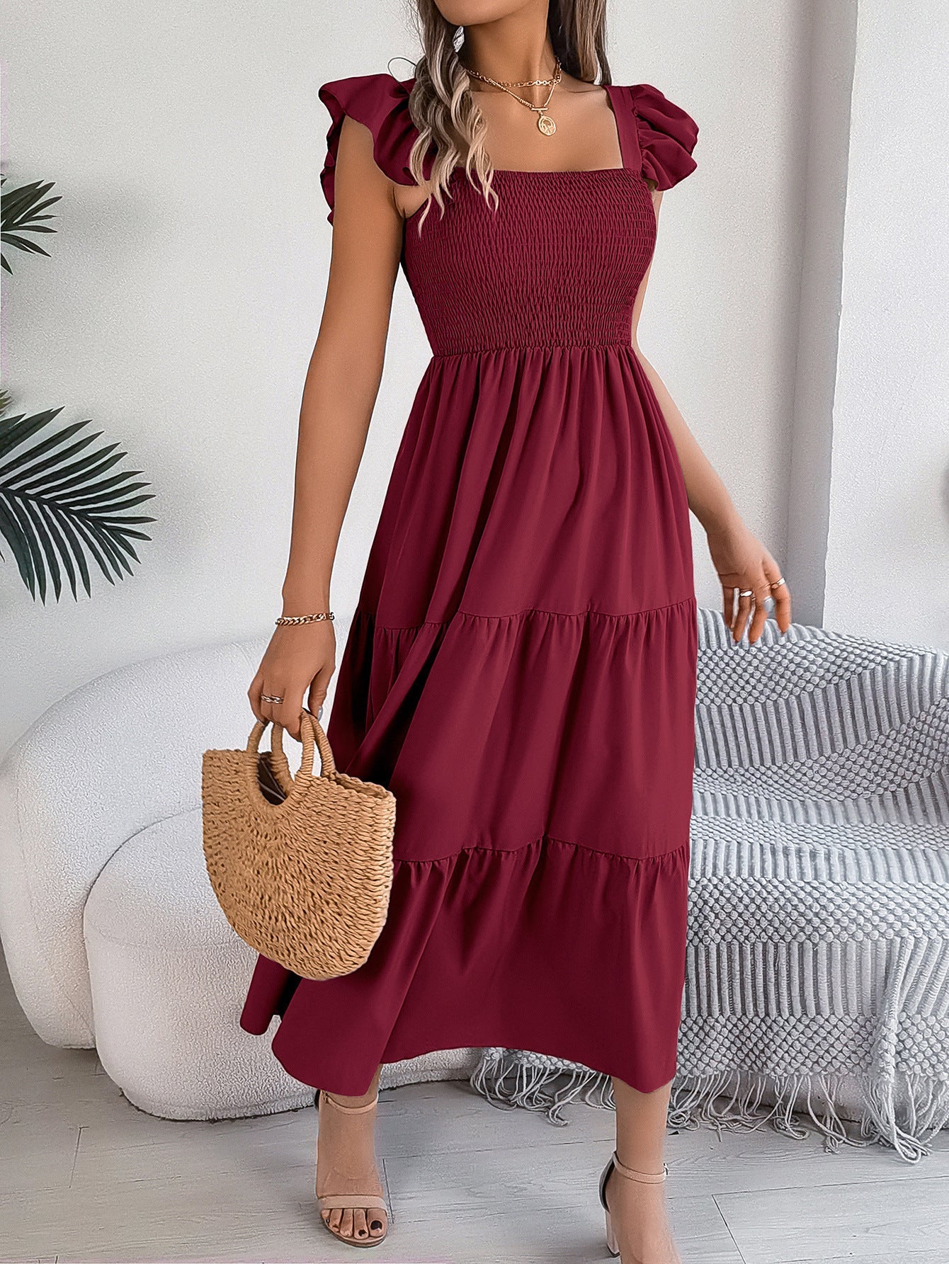 Elegant Greta  Sleeveless Midi Summer Dress