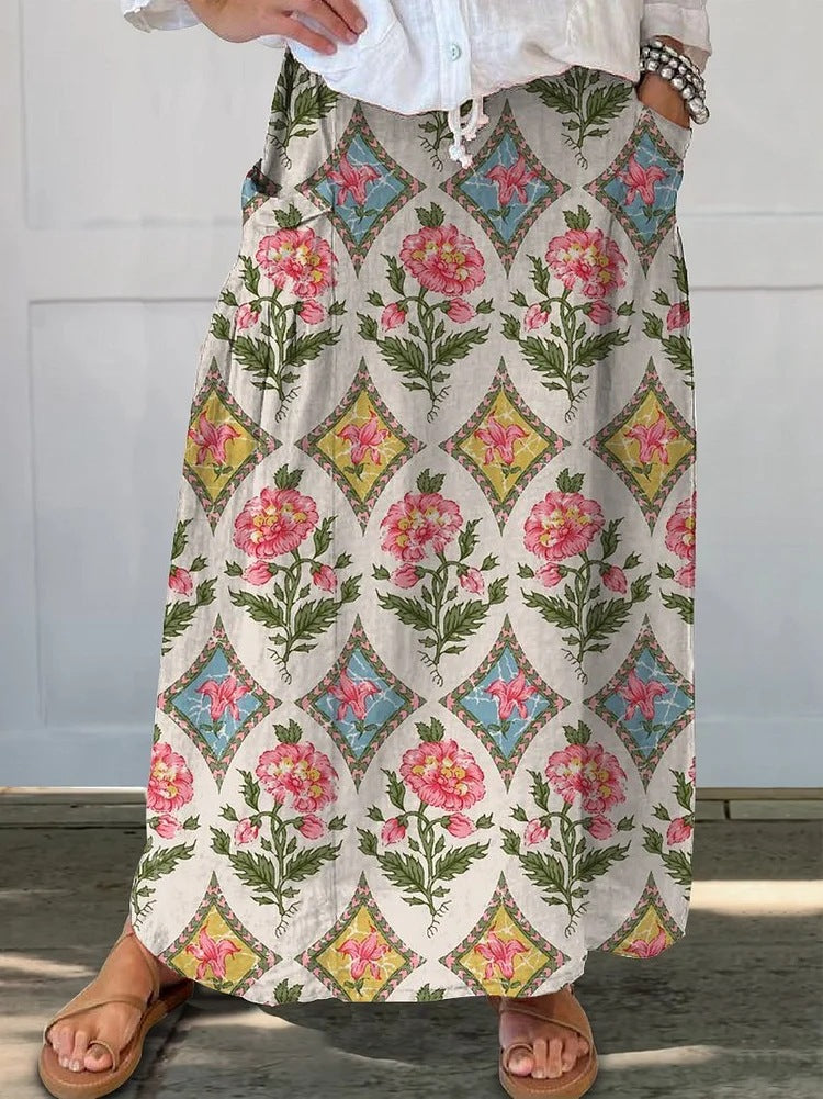 Retro Floral Greta  Everyday Pocket Skirt