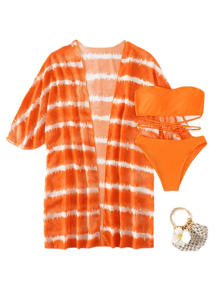 Vibrant Chiffon Three Piece Swimsuit by Greta 