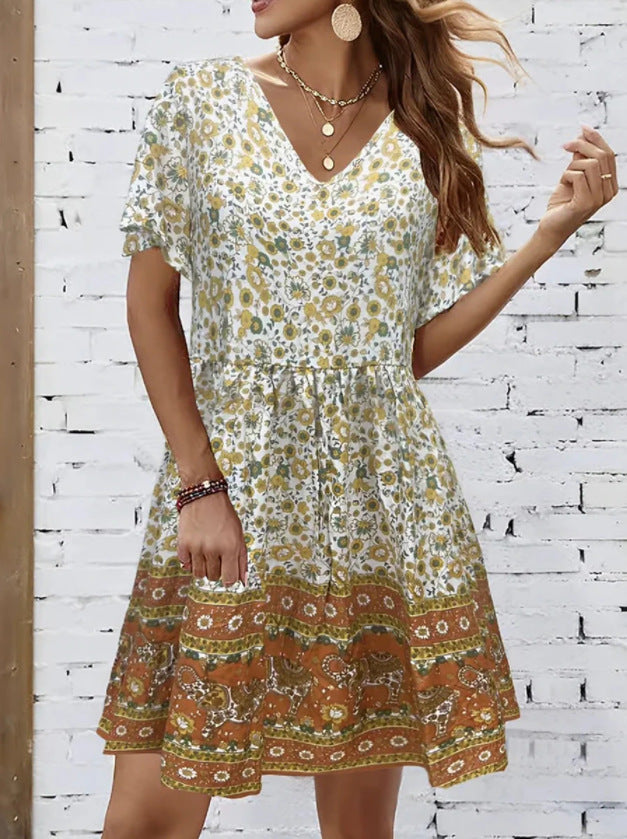 Floral V-Neck Summer Dress by Greta 