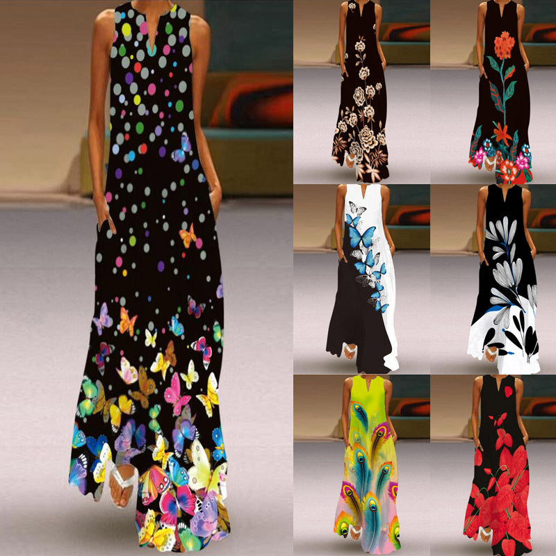 Vibrant Printed Maxi Dress Greta  Sleeveless