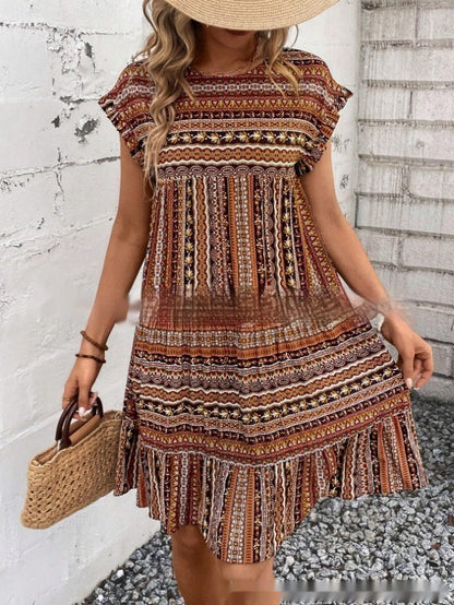 Boho Patchwork Greta  Summer Midi Dress