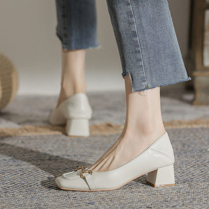 Elegant Square Toe Heels by Greta 