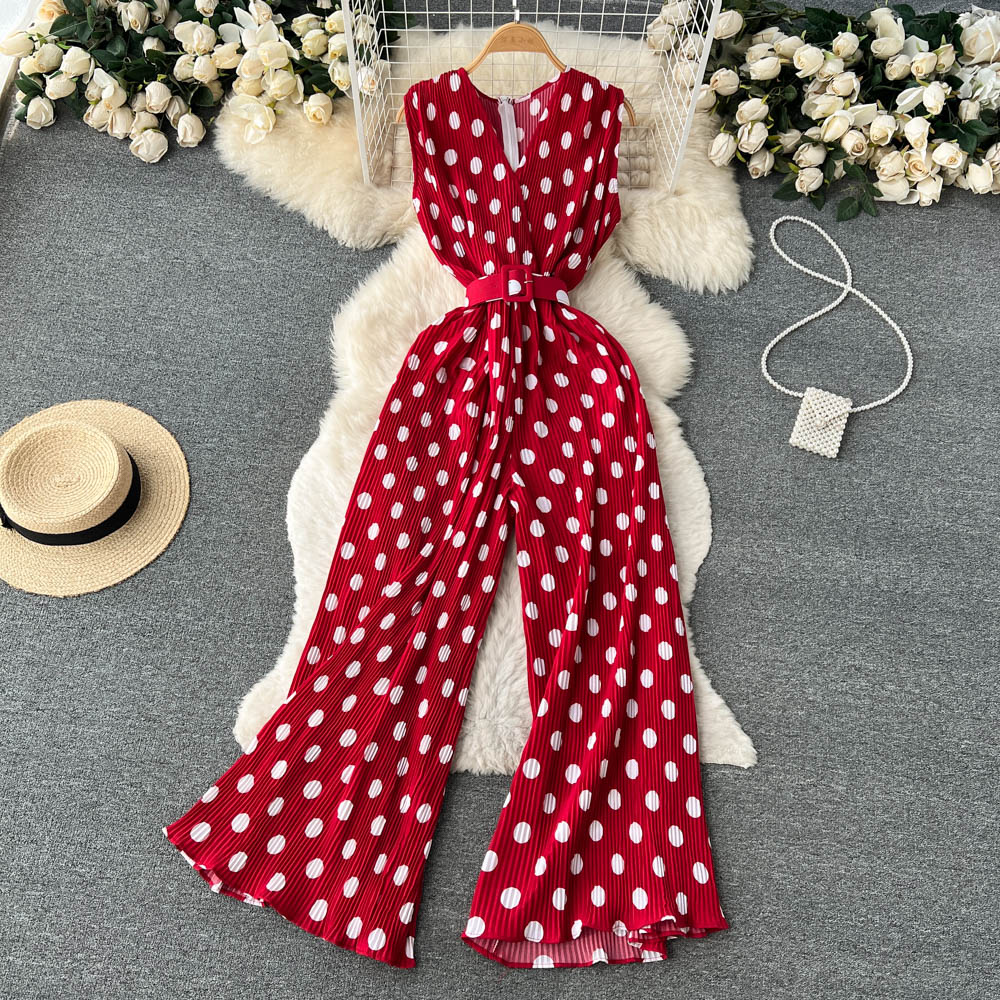 Chic Polka Dot Chiffon Jumpsuit by Greta 