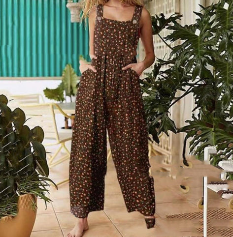 Floral Patchwork Greta  Suspender Jumpsuit