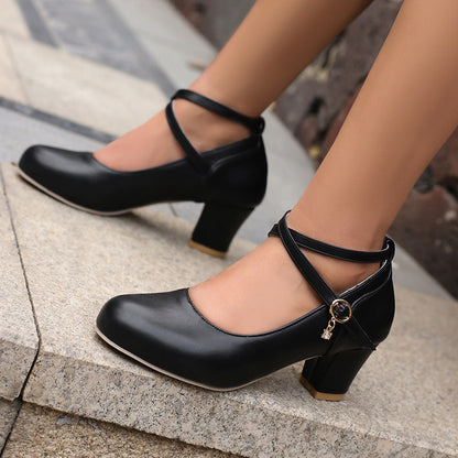 Elegant Chunky Heel Mary Janes by Greta 
