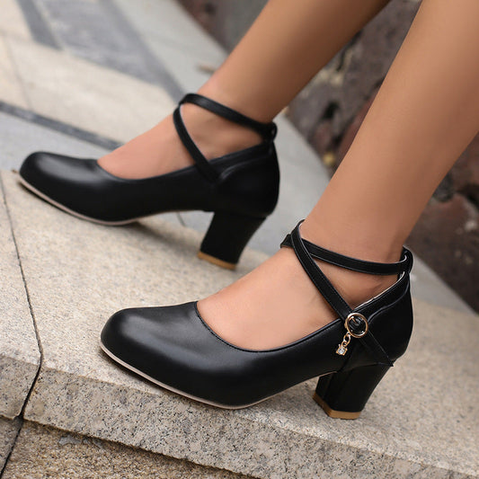 Elegant Chunky Heel Mary Janes by Greta 