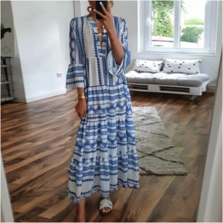 Boho Geometric Maxi Dress Greta 
