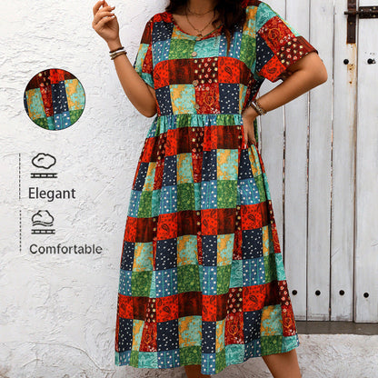 Vibrant Patchwork Greta  Summer Maxi Dress