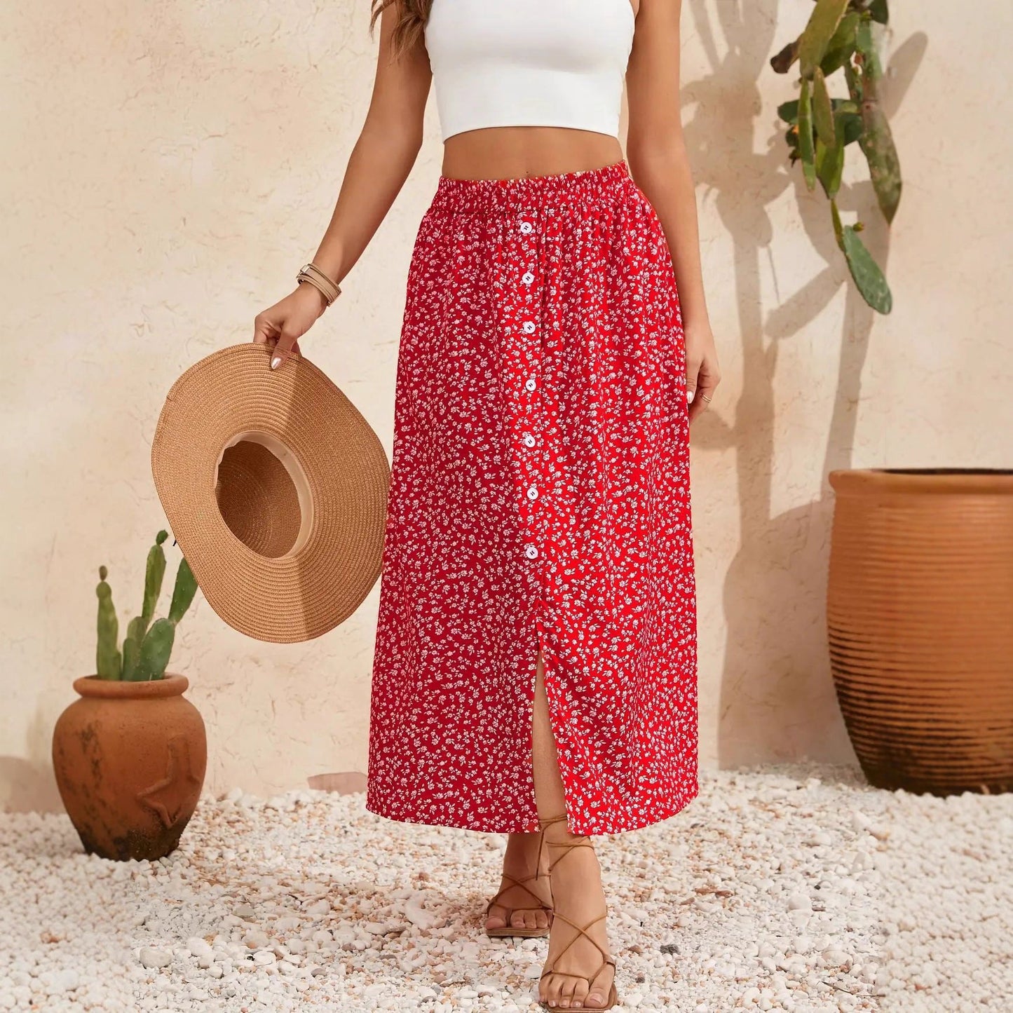 Pastoral Floral A-Line Skirt by Greta 