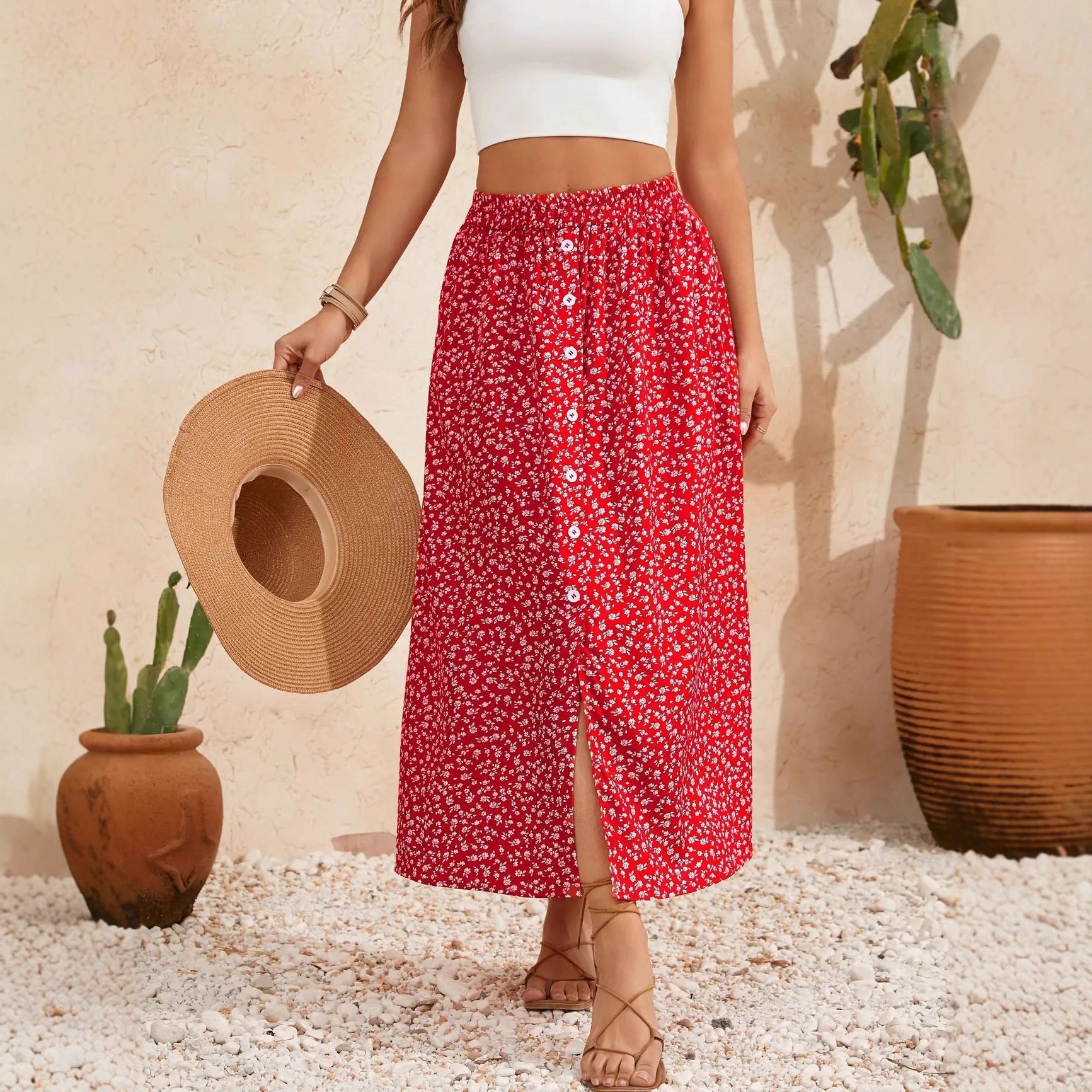 Pastoral Floral A-Line Skirt by Greta 