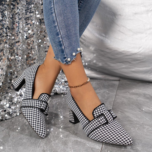 Chic Houndstooth Greta  Everyday Heels