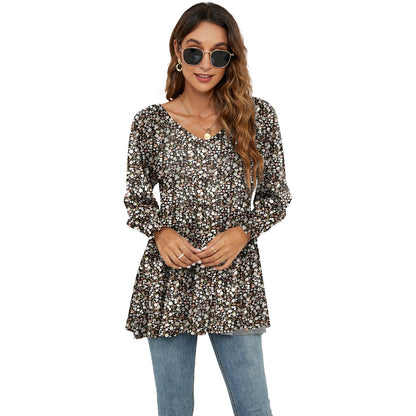 Floral Puff Sleeve V-Neck Top by Greta 