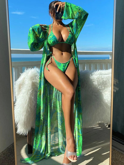 Vibrant Floral Greta  Long Sleeve Bikini Set