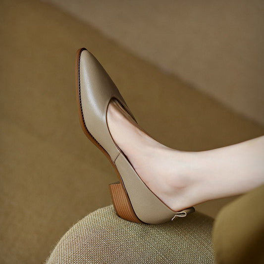 Elegant Sheepskin Low Heels by Greta 