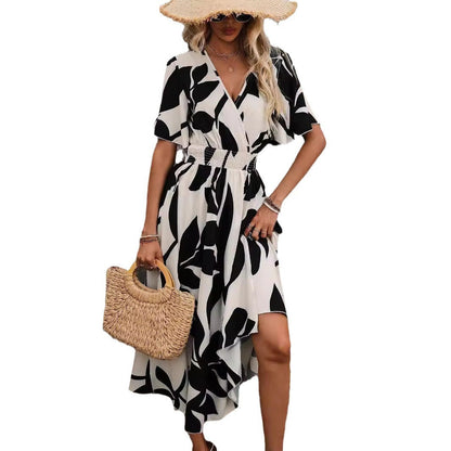 Elegant Crossneck Print Dress Greta 