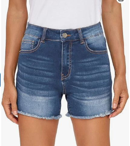 High Waist Slim Fit Denim Shorts by Greta 