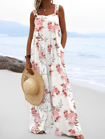 Vibrant Print Greta  Wide Leg Romper