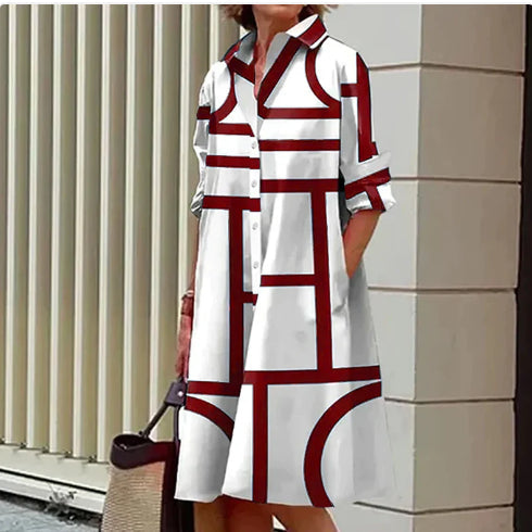Modern Geometric Greta  Shirt Dress