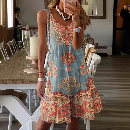 Floral Print Greta  Summer Sleeveless Dress