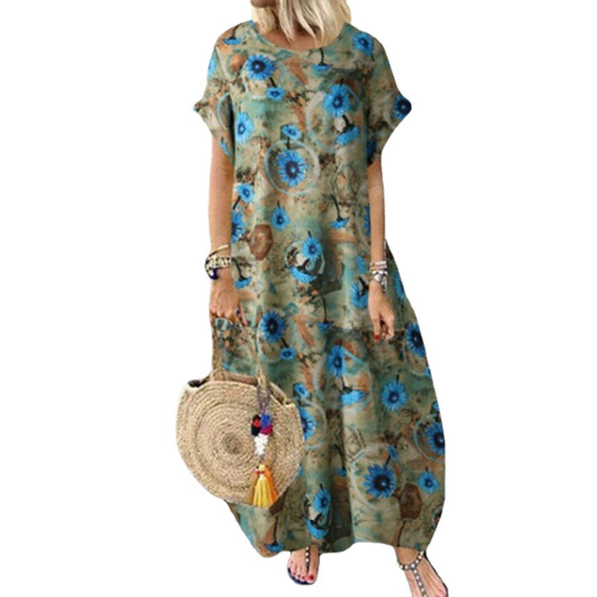 Floral Print Greta  Cotton Linen Maxi Dress