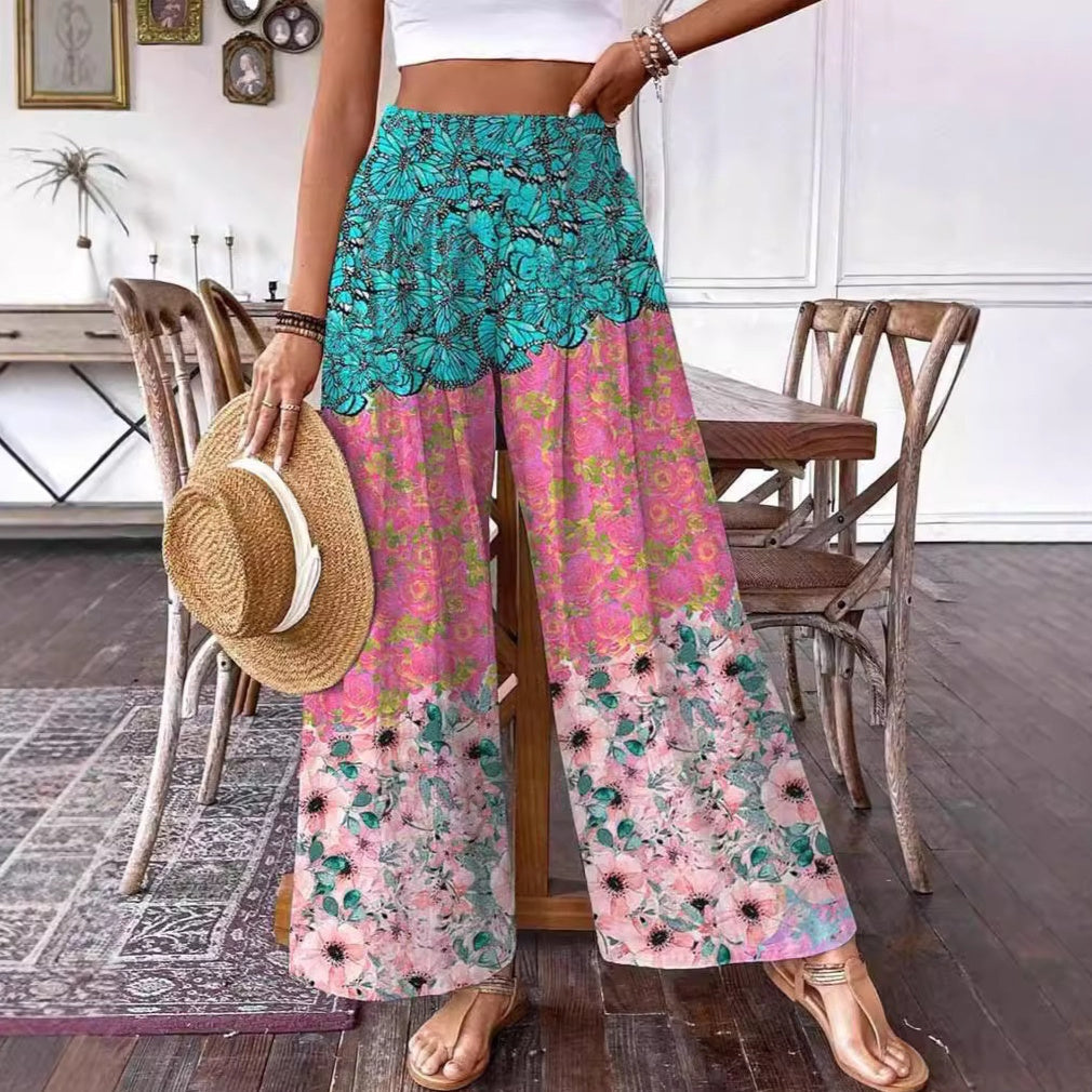 Elegant Floral High-Waisted Pants by Greta 