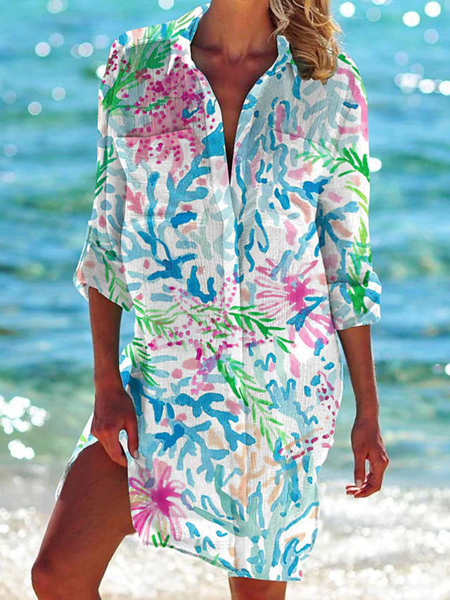 Vibrant Crepe Beach Cover-Up by Greta 