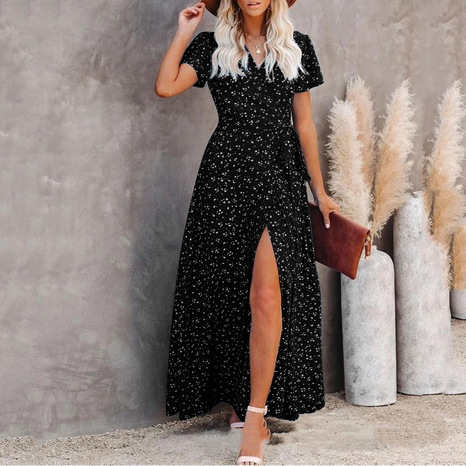 Floral Print Greta  Short Sleeve Maxi Dress