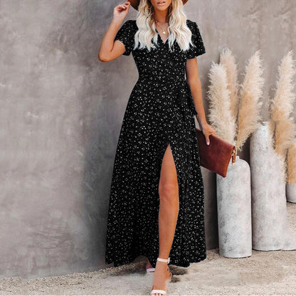 Floral Print Greta  Short Sleeve Maxi Dress