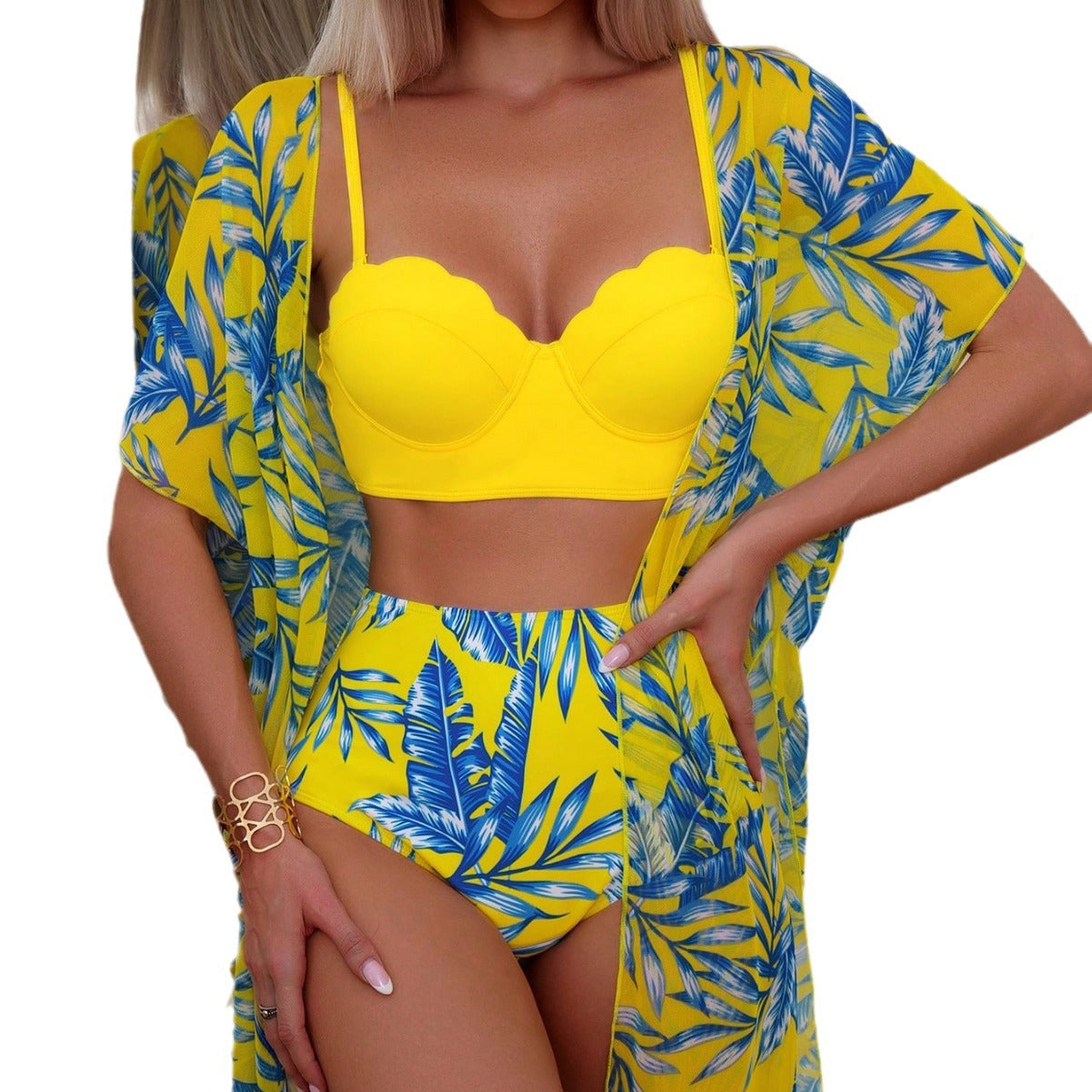 Vibrant Maple Leaf High Waist Bikini by Greta 