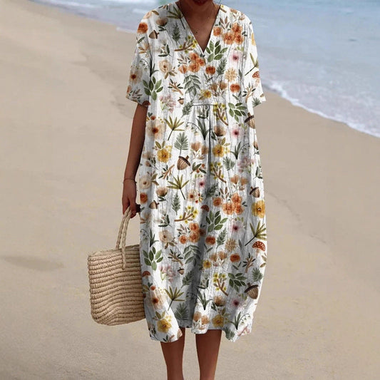 Boho Floral Greta  V-Neck Summer Dress